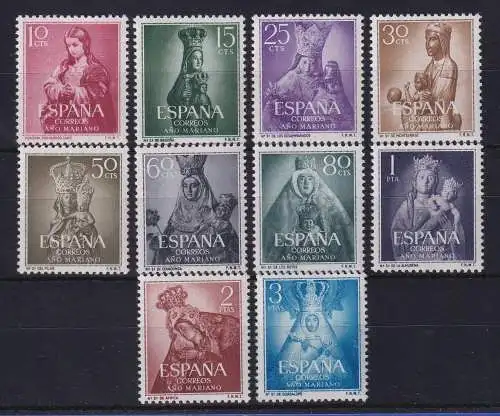 Spanien 1954 Marianisches Jahr Madonnenfiguren Mi.-Nr. 1028-1037 postfrisch **