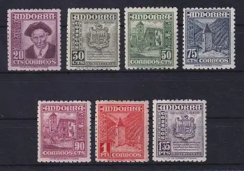 Andorra (Spanische Post) 1948 Nationalsymbole Mi.-Nr. 44-50 ungebraucht *