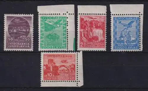 Jugoslawien 1934 Flugpostmarken Landesmotive Mi.-Nr. 278-282 postfrisch **
