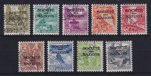 Schweiz Völkerbund 1937  Mi.-Nr. 47-55 Satz kpl. gestempelt