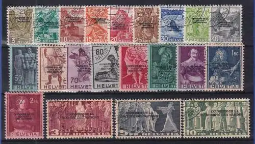 Schweiz Völkerbund 1944  Mi.-Nr. 70-90 Satz 21 Werte gestempelt