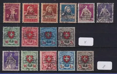 Schweiz Internationale Arbeitsorganisation 1924/37  Mi.-Nr. 15-24x, 20-24z  O