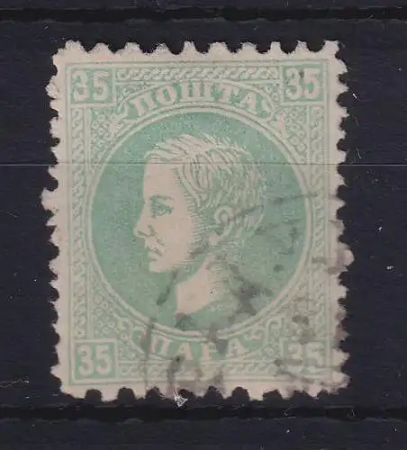 Serbien 1869/70 Fürst Milan IV. 35 Para grün Mi.-Nr. 16 I C gestempelt
