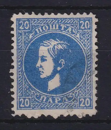 Serbien 1876/77 Fürst Milan IV. 20 Para ultramarin Mi.-Nr. 14 IV A gestempelt