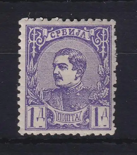 Serbien 1880 König Milan IV. 1 Dinar grauviolett Mi.-Nr. 27 ungebraucht *
