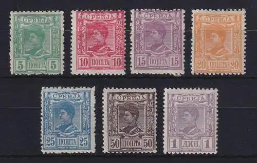 Serbien 1890 König Aleksandar Obrenovic Mi.-Nr. 28-34 ungebraucht *