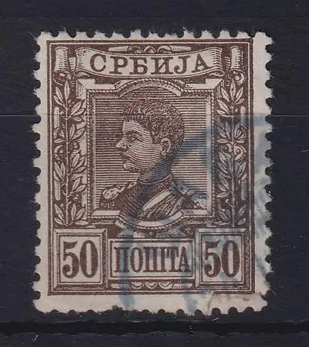 Serbien 1890 König Aleksandar Obrenovic 50 Para braun Mi.-Nr. 33 gestempelt