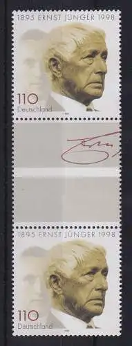 Bund 1998 Jünger senkr. Zwischenstegpaar aus total verschnittenem Kleinbogen **