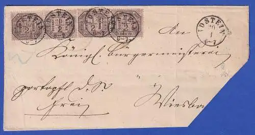 NDP 1871 doppelt verwendeter Brief mit 4mal Dienstmarke Mi-Nr. 3 O IDSTEIN