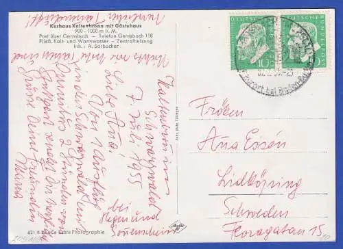 Bund 1955 Oskar von Miller Mi.-Nr. 209 als MEF auf AK Kaltenbronn O GERNSBACH