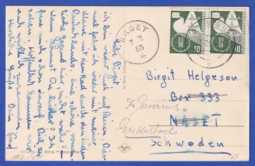 Bund 1953 Verkehrsausstellung Mi.-Nr. 168 als MEF auf Auslandpostkarte 