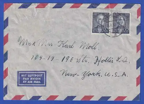 Bund 1953 Justus von Liebig  Mi.-Nr. 166 als MEF auf LP-Brief O BREMEN