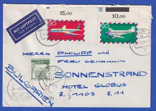 Bund 1969 Luftpost Mi.-Nr. 576-577 u.a. Eckrandstücke auf LP-Brief O BERLIN