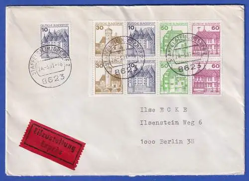 Bund 1981 Heftchenblatt Mi.-Nr. 28 als MiF auf Eilbrief  O STAFFELSTEIN