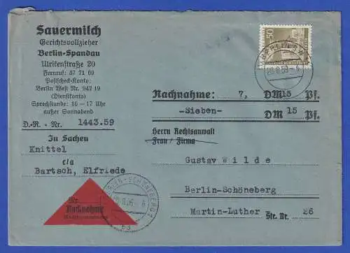 Berlin 1956 Mi.-Nr. 150 als EF auf gerichtlicher Nachnahme O BERLIN 1959