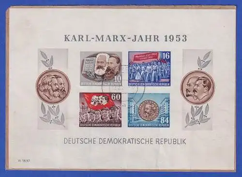 DDR 1953 Marx-Engels-Jahr Mi.-Nr. Block 9 B O THEMAR auf Briefstück
