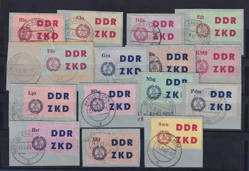 DDR 1963 Laufkontrollzettel ZKD f. Dienststellen der VP Mi.-Nr. 1-15 O Briefstk.