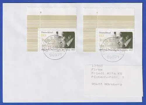 Bund 1997 Mi.-Nr. 1953 L als MEF mit Formnummern 1 und 2 auf Brief O SCHWAIG 