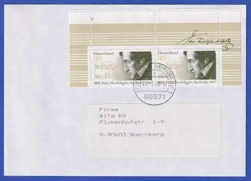 Bund 1997 Mi.-Nr. 1953 L Paar als MEF mit Formnummer 2 auf Brief O SCHWAIG 