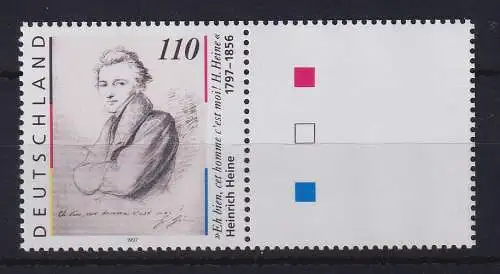 Bundesrepublik 1997 Heinrich Heine mit Leerfeld Mi.-Nr. 1962 L postfrisch **