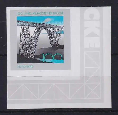Bund 1997 Müngstener Brücke UNGEZÄHNTES Eckrandstück Mi-Nr. 1931 U postfrisch **