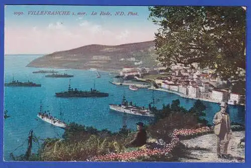 Alte AK Villefranche sur mer La Rade Hafen mit Kriegsschiffen ungebraucht