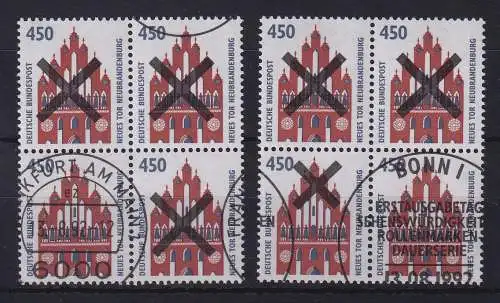 Bundesrepublik SWK 450Pfg Mi.-Nr. 1623  2 Viererblocks Andreaskreuz-Entwertung