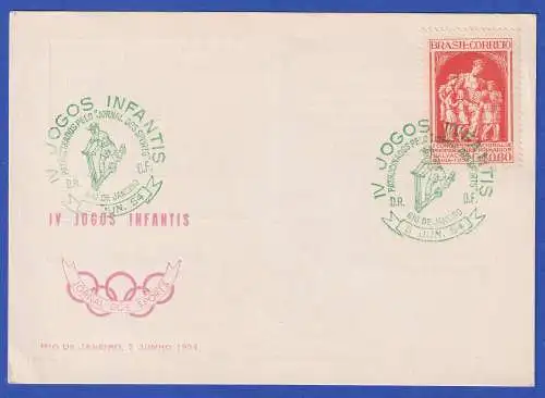 Brasilien 1954 Postkarte Kinder-Sportfest Jogos Infantis m. So.-O RIO DE JANEIRO