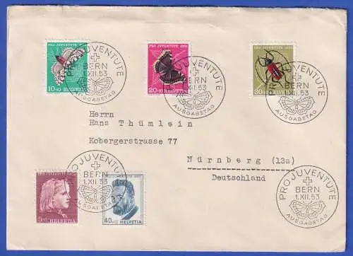 Schweiz 1953 Pro Juventute Mi.-Nr. 588-592 auf FDC mit So.-O BERN