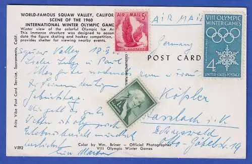 USA 1960 AK Winterolympiade Squaw Valley Eisstadion gelaufen nach Haslach