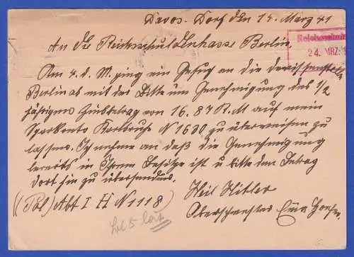 Schweiz 1941 Zensierte GA Postkarte O DAVOS DORF gelaufen nach Berlin