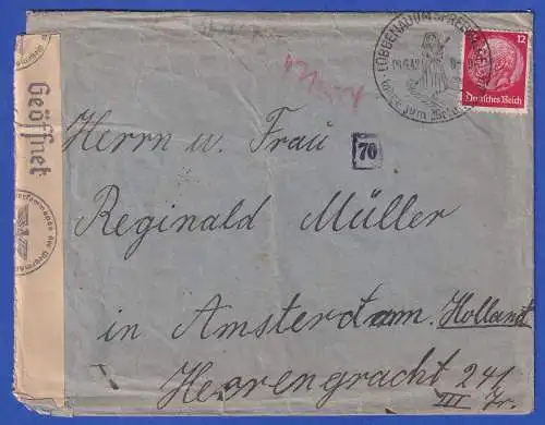 Dt. Reich 1942 Zensierter Auslandsbrief mit Orts-Werbe-O LÜBBENAU nach Amsterdam