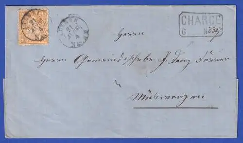 Schweiz Sitzende Helvetia Mi.-Nr. 24 auf Chargé-Brief O LUZERN 1867