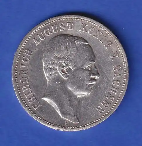 Sachsen Silbermünze 3 Mark König Friedrich August 1909 E  ss