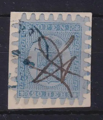 Finnland 1860 Wappen Mi.-Nr. 8Cx gestempelt und federzugentwertet auf Briefstück