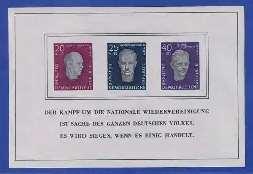 DDR 1958 Zur Einweihung Mahnmal Buchenwald Mi.-Nr. Block 15 ** gepr. MAYER VP