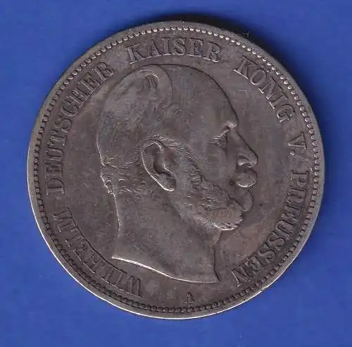 Preussen Silbermünze 5 Mark  Kaiser Wilhelm I. 1876 A s-ss