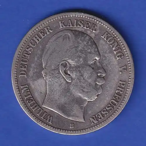 Preussen Silbermünze 5 Mark  Kaiser Wilhelm I. 1876 B ss