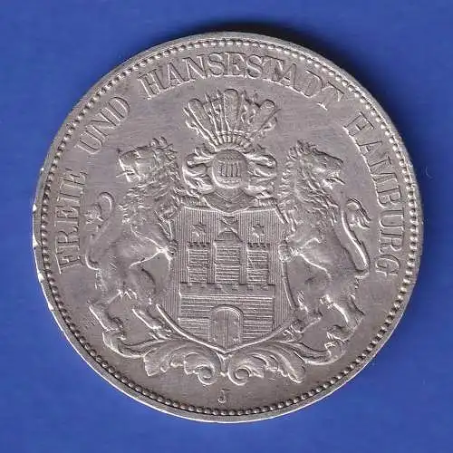 Hamburg Silbermünze 5 Mark  Stadtwappen 1902 J ss