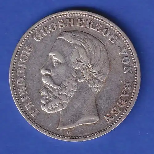 Baden Silbermünze 5 Mark Großherzog Friedrich 1899 G ss