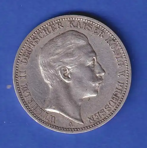 Preußen Silbermünze 3 Mark Kaiser Wilhelm II. 1909 A  ss