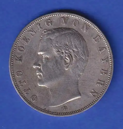 Bayern Silbermünze 3 Mark König Otto 1908 D ss