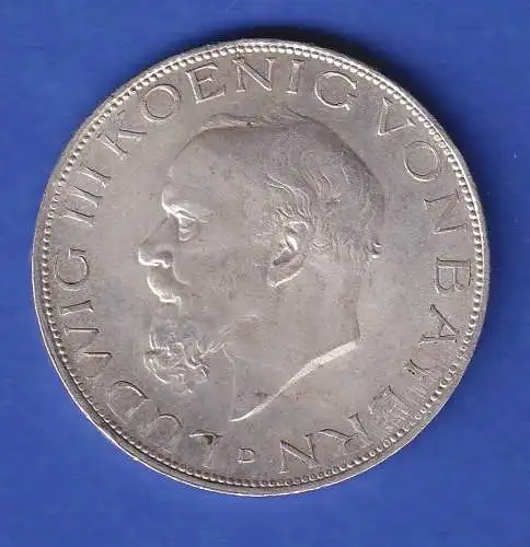 Bayern Silbermünze 3 Mark König Ludwig III. 1914 D ss