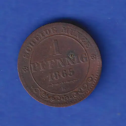 Sachsen Umlaufmünze 1 Pfennig Landeswappen 1865  s