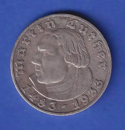 Dt. Reich Silbermünze 5 Reichsmark Martin Luther 1933 A ss
