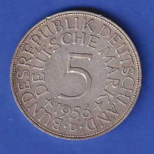 Bundesrepublik Kursmünze Silberadler 5 Mark 1956 D