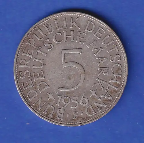 Bundesrepublik Kursmünze Silberadler 5 Mark 1956 F