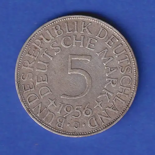 Bundesrepublik Kursmünze Silberadler 5 Mark 1956 J