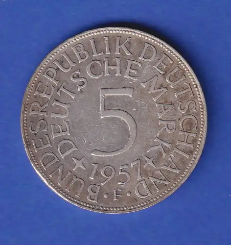 Bundesrepublik Kursmünze Silberadler 5 Mark 1957 F