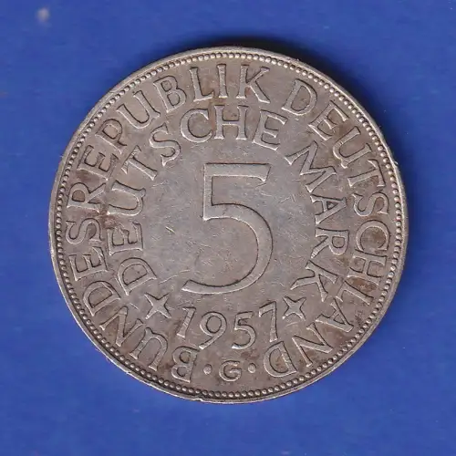 Bundesrepublik Kursmünze Silberadler 5 Mark 1957 G